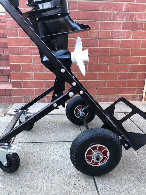 Outboard motor engine trolley heavy duty with 10hp 4 stroke engine secured