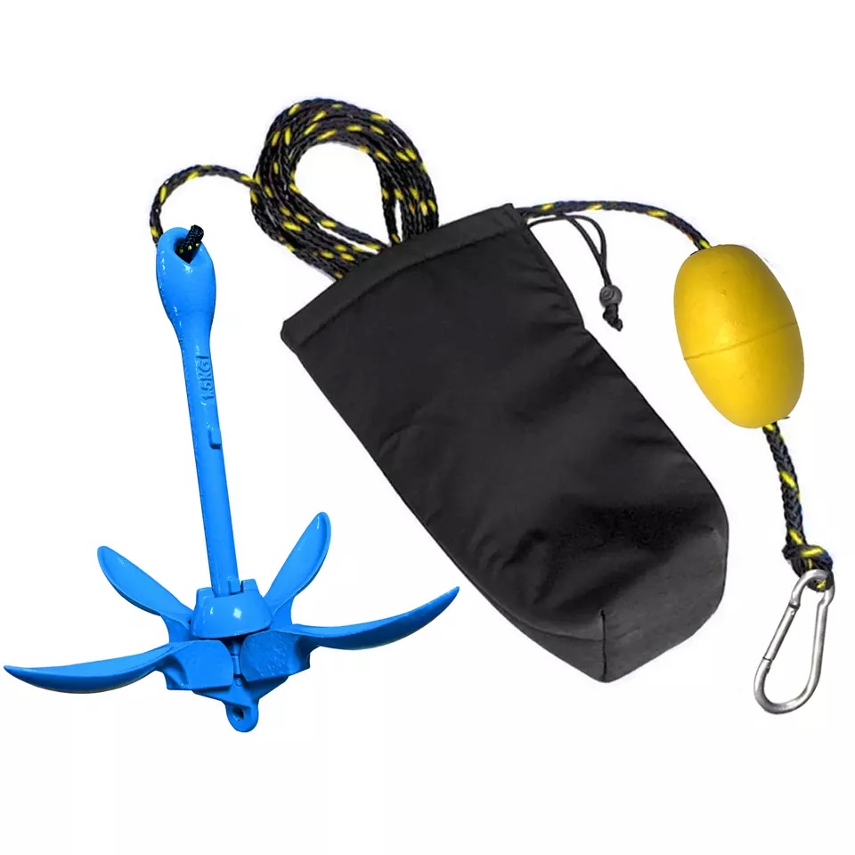 Anchor 1.5kg set with rope and stainless steel clip for dinghy or inflatable boat