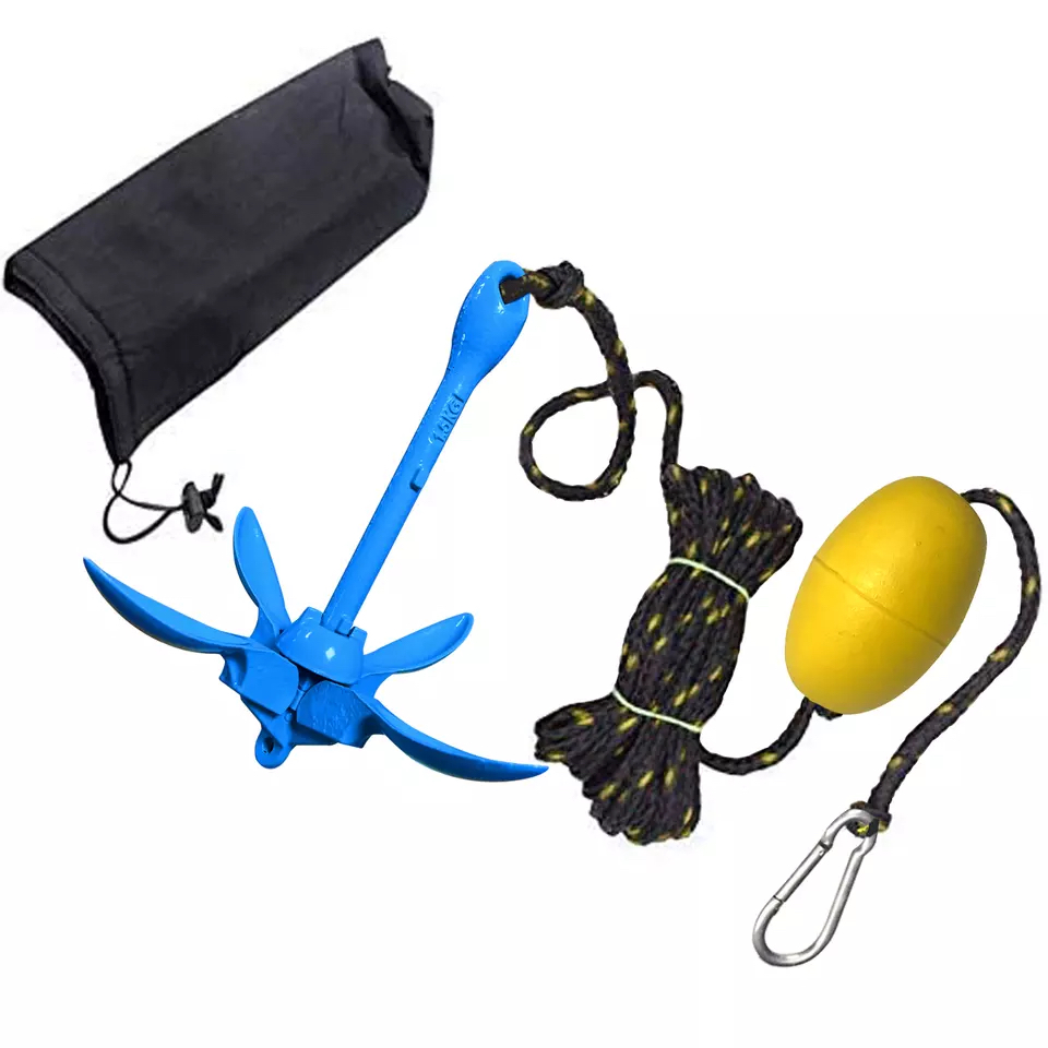 Anchor 1.5kg set with rope and stainless steel clip for dinghy or inflatable boat